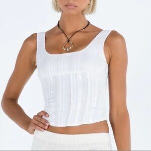 Princess Polly White Ribbed Crop Tank Top